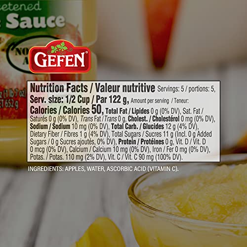 Gefen Unsweetened Apple Sauce, 23oz (2 Pack) No Sugar Added | Kosher for Passover - Thumbnail 2