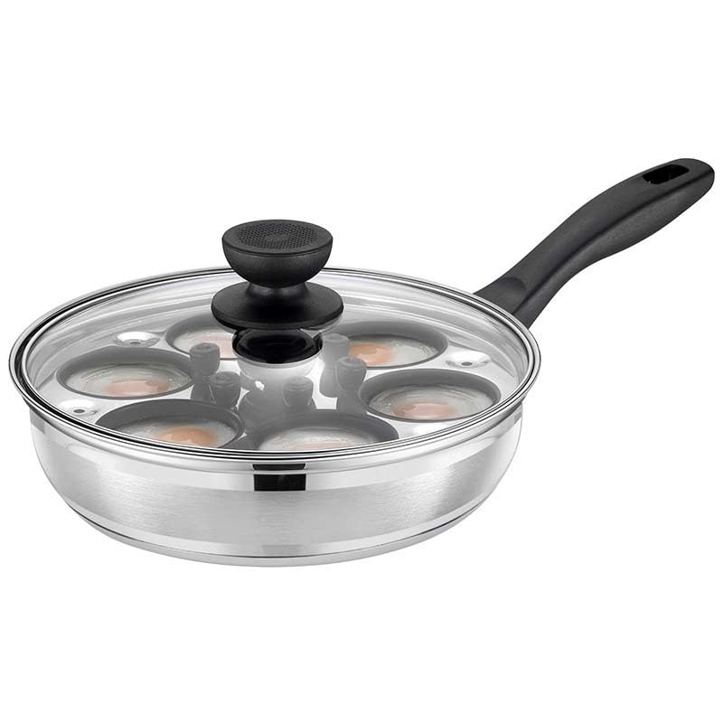Cuecehuevos de 6 tazas y sartén de vapor de doble capa