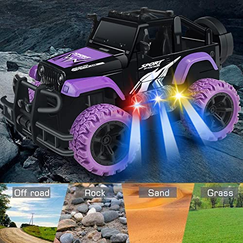 Remote Control Car, Girls Rc Racing Cars 1:20 Scale Remote Control Car Off Road Rc Trucks ,With Led Lights All Terrain Rc Cars Toy For For Kids 4-7 8-12 Christmas Birthday Gift, (Purple) #TOP3