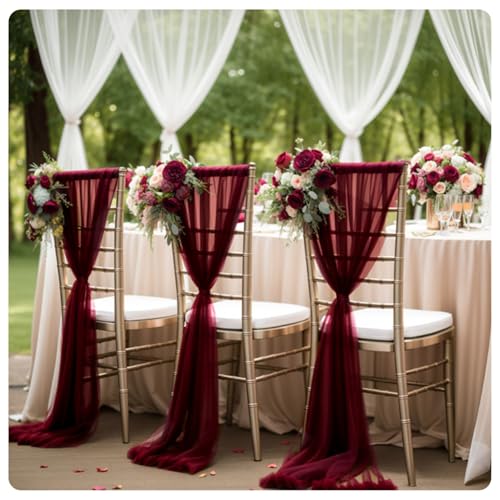 AMateschitz Nœuds de chaise en tulle 20 * 275cm, bande de chaise en organza, housses de chaise...
