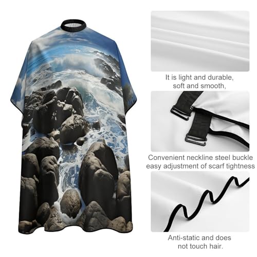 Capa para barbería Ocean Pouring Over Coastal Rocks miniatura 4