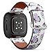 CJBROES Replacement Leather Watch Band, Compatible with Fitbit Versa 3 and Fitbit Sense of Wristband Bracelet Accessory - Cartoon Watercolor Cactus