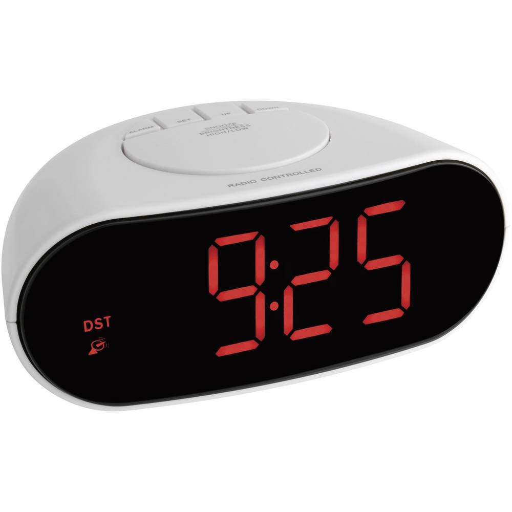 TFA Dostmann 602505 Despertador digital inalámbrico con números luminosos, plástico, blanco, negro, 170 x 110 x 78 mm