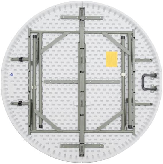 Vista 5 de Paquete de 2 mesas redondas plegables blancas de 48 pulgadas. Mesa redonda plegable de plástico de 4 pies, mesa redonda plegable para muebles