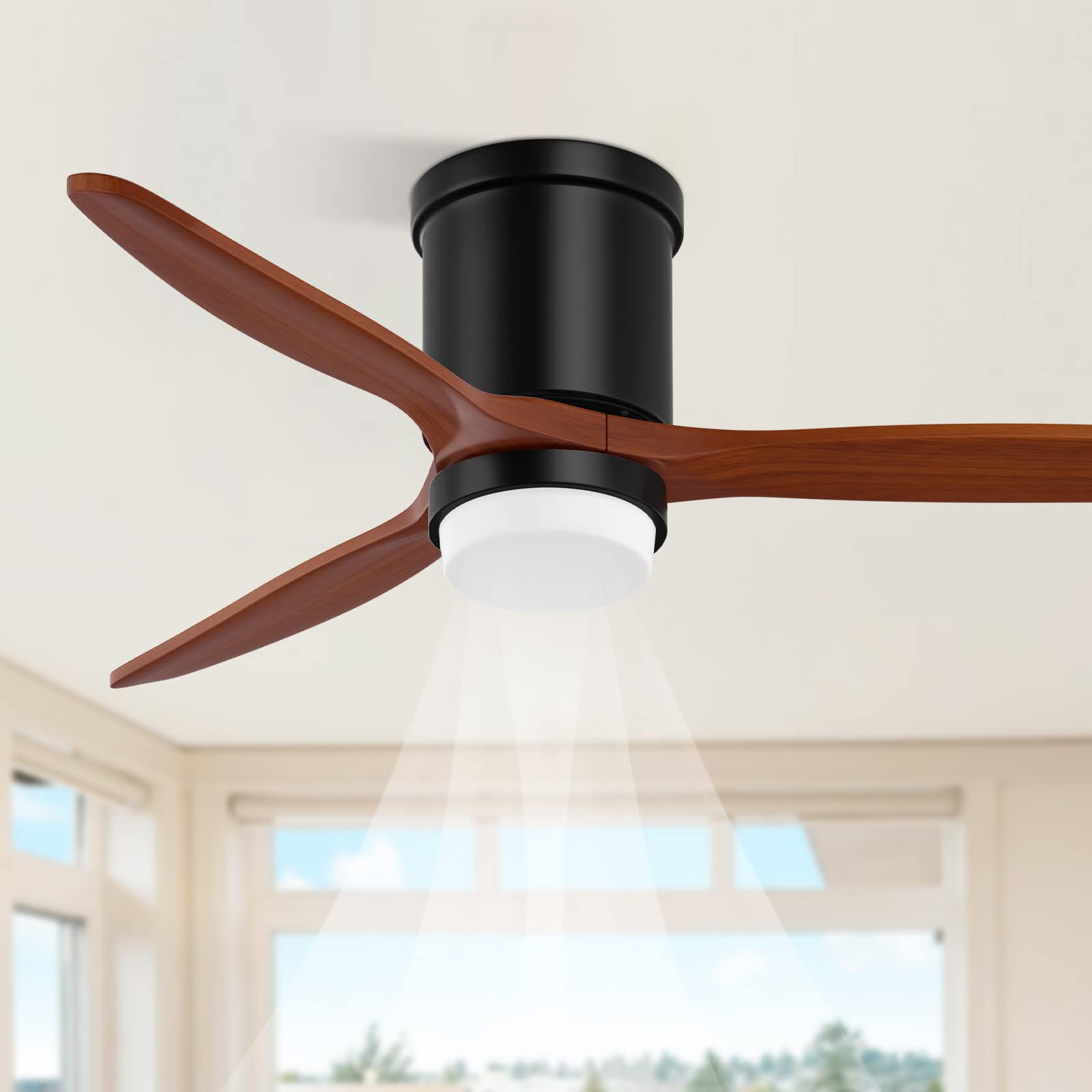 CLUGOJ Low Profile Ceiling Fan Flush Mount Ceiling Fan with Lights