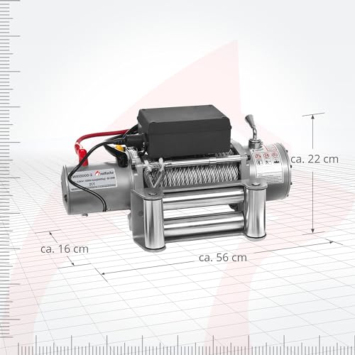 Foto von ROTFUCHS Elektrische Seilwinde 12v mit Funkfernbedienung – 5909 kg, 6 PS Power Offroad 4x4 Motorwinde Umlenkrolle Forst Seilzug mit Stahlseil