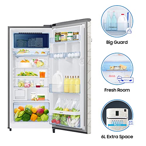 Image of Samsung 220 L 4 Star Inverter Direct cool Single Door Refrigerator Appliance(RR23A2J3XWX /HL, Digi-Touch Cool, Curd Maestro, Marble White)