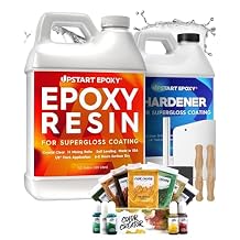 Upstart Clear Epoxy Resin DIY Kit 2 Gallons with Alumilite Color Creator Greenland Mica Powder Set UV-Resistant Tabletop & Casting Resin with 12 Pigments for Woodworking, Countertops & DIY Crafts