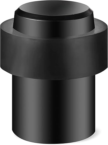 TPOHH Tope de puerta cilíndrico de acero inoxidable con goma suave – Tope de puerta resistente y duradero, protector de pared, color negro, 2-3/8