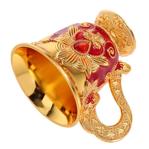 Veemoon Copa Miniatura Dorada para Ceremonias Religiosas Cáliz De Metal con Diseño Relieve para De Agua y Ritual