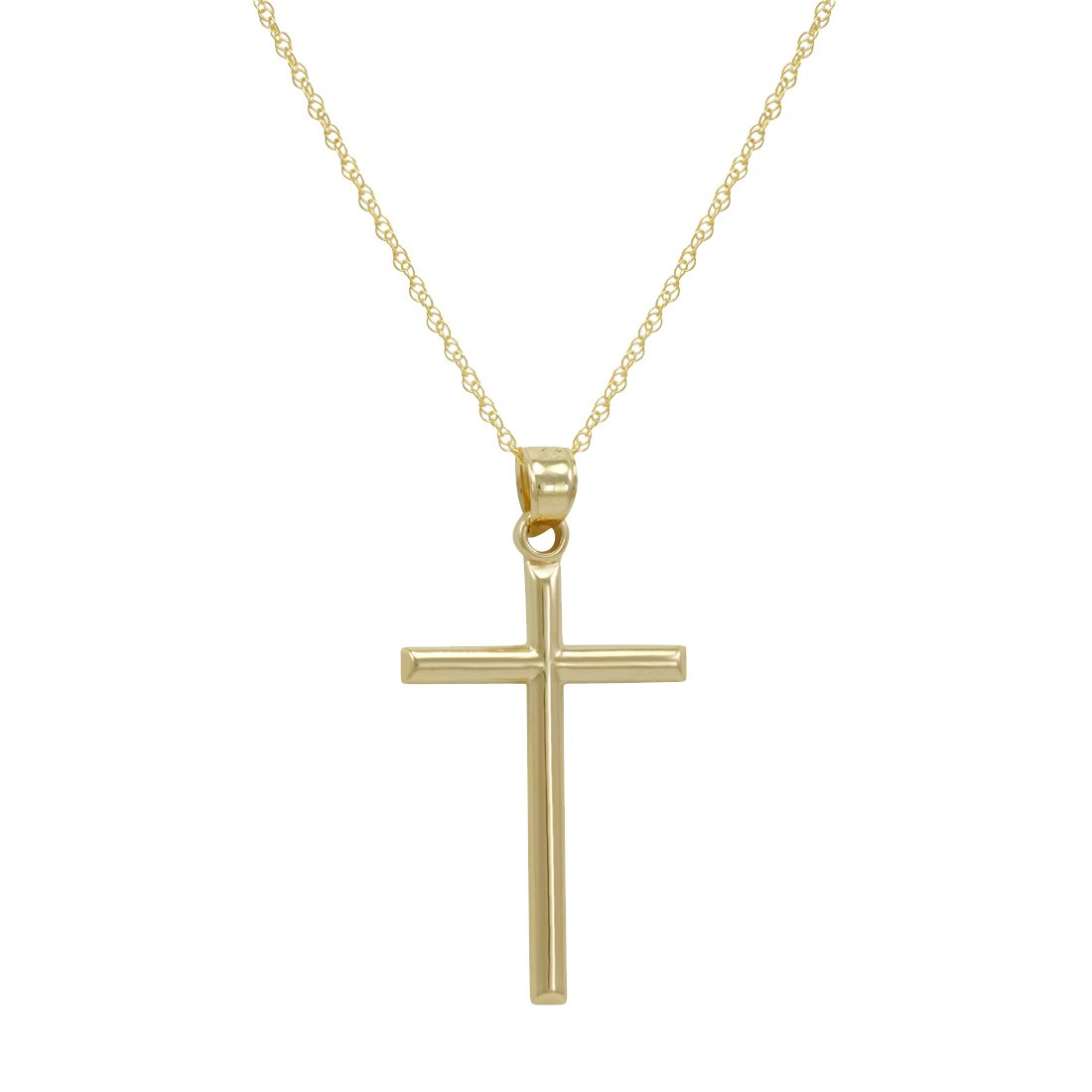 14k Yellow Gold Cross Pendant Necklace on an 18 in. chain