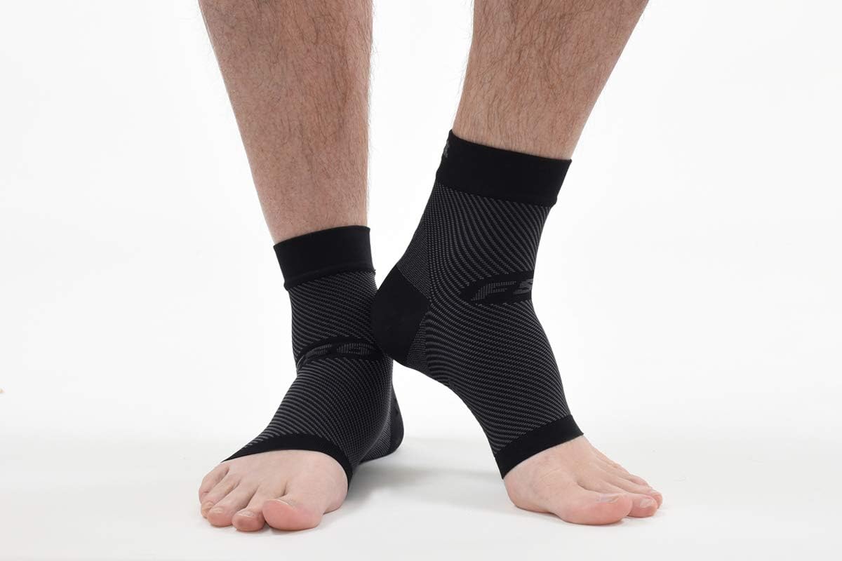 OS1st FS6 Performance Foot Sleeve (Two Sleeves) for Plantar Fasciitis Pain Relief, Heel Pain and Arch Support (Black, XLarge)