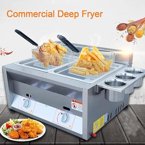 Fritadeira profissional a gás profundo, fritadeira a gás propano/GLP, com cesta frita e tampa, para