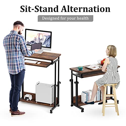 Tribesigns Way To Origin Mobile Portable Desk With Wheels, Height Adjustable Laptop Table Standing Rolling Computer Desk, Small Standup Desk With Keyboard Tray For Sofa And Bed, Home, Office #TOP5