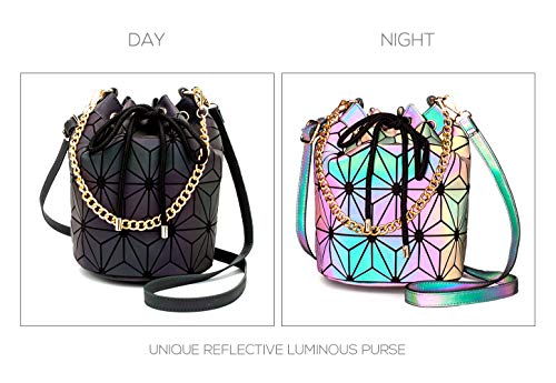 Geometric Luminous Purses Handbags Holographic Crossbody Shoulder Bag3