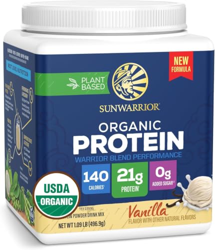 Warrior Blend Organic Plant Based Protein Vanilla Pop 12 Packets by Sunwarrior
