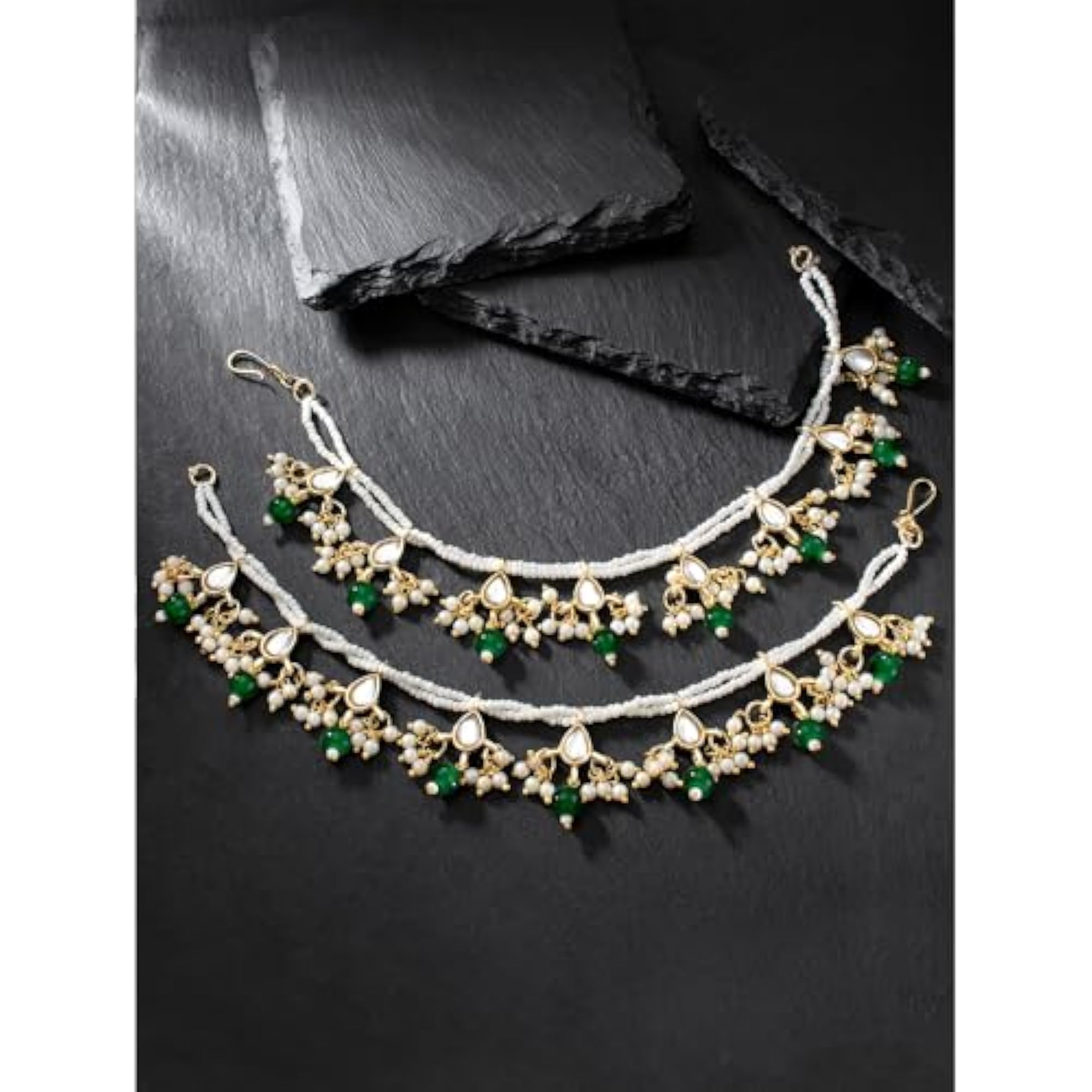 Gold Plated Kundan Pearl Dangle Earrings for Women