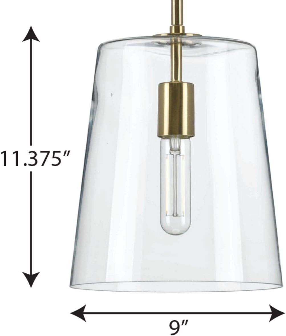 Progress Lighting Clarion Collection 1-Light Clear Glass Coastal Pendant Light Brushed Nickel