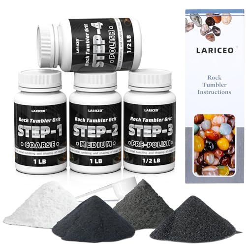 3LB Rock Tumbler Grit and Polish Refill Set, 4-Step Professional Polish Rock Tumbler Grit to Unlock Stunning Polished Stones. Ideal for National Geographic, KomeStone, and Other Polishers and Tumblers
