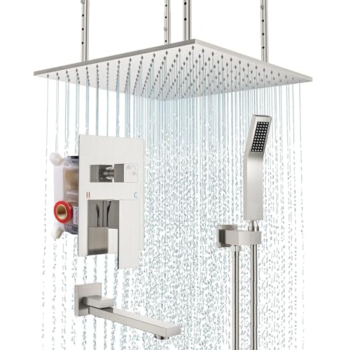 Grande pomme de douche de pluie à LED avec douche à main et vanne complète 3 fonctions