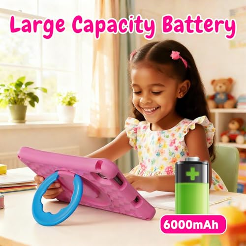 Image of Kids Tablet, 10.1 inch Android Tablet, 12GB+64GB, 1TB Expandable, 5G WiFi 6, BT 5.0, Quad-Core, 6000mAh, Dual Camera, AWAWA Parental Control Mode, Blue Light Eye Protection Screen with Case.