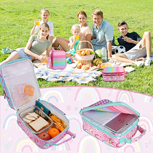 Woosir Lunch Box For Kids Girls Pop Insulated Lunch Bag For Girls Pink Cute Lunch Tote Bag Box Fidget Toys Leakproof With Removable Shoulder Strap For Picnic Travel Camping #TOP5