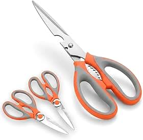 Tesoura de Cozinha em Aço Inox 21cm, Cortes Precisos para Carnes, Aves e Legumes, Uso Doméstico e Profissional