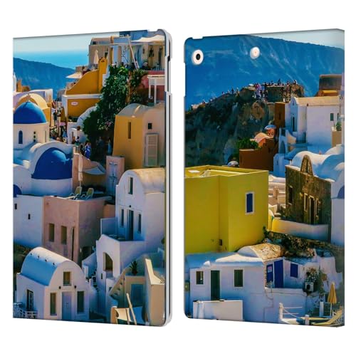 Protection iPad 10.2 en cuir Haroulita finitions premium motif dôme bleu Santorini