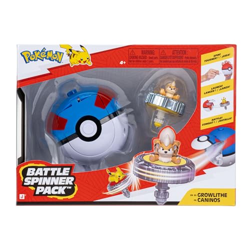Pokémon Pack de toupies de Combat Caninos Toupie de Combat avec Lanceur de toupie Super Ball