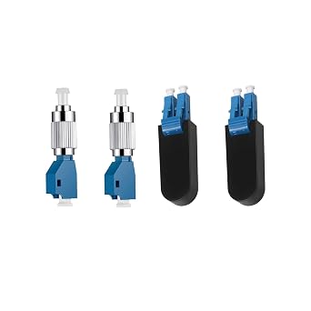 2 pcs FC Male to LC Female Fiber Adapter 9/125 Single Mode + 2 pcs LC/UPC OS2 Single Mode Loopback Plugs for Fiber Optic Cable Testing, Network Troubleshooting & Certification