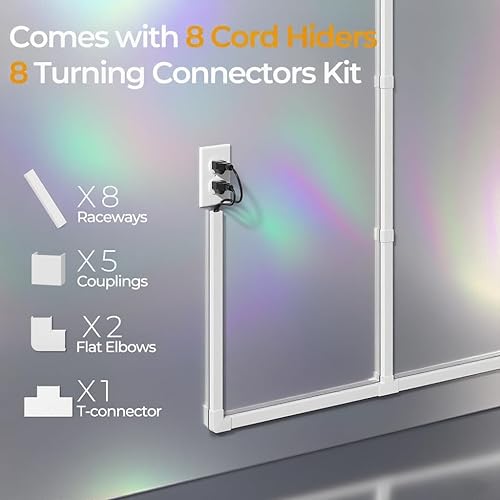 Miniatura 4 de Kit de ocultador de cable de 113.4", cubiertas de cable para 2-4 cables en la pared, cubiertas de cable autoadhesivas para ocultar cables en la