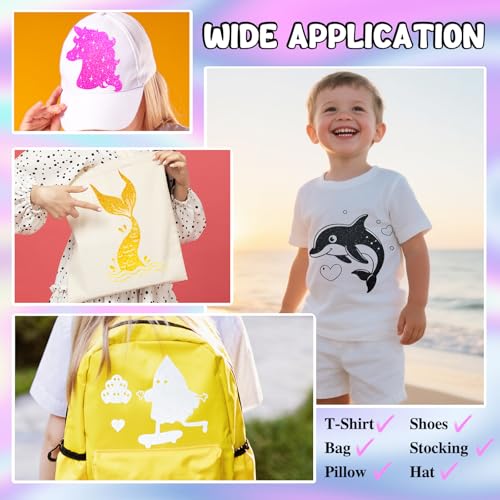 Image of White Glitter Heat Transfer Vinyl White HTV Vinyl Rolls 12inch x 5feet Iron On Vinyl for T-Shirts Totes and Bags, Easy to Cut & Weed for Silhouette Cameo, Heat Press Machine