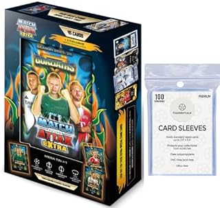 Match Attax Extra 2026 Random Mega Tin 25/26 Contains 45 Match Attax Soccer Cards + 3 Exclusive LEs + Bundled with Hassential Premium Card Protector Sleeves