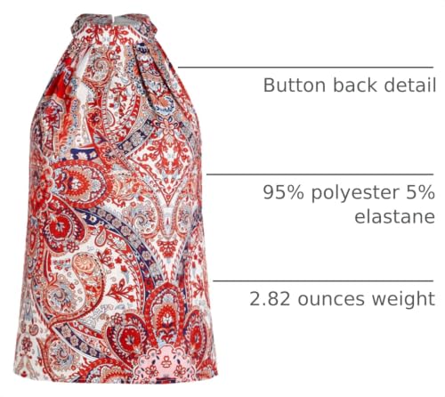 Image of RoseSeek Women's Tropical Paisley Halter Blouse Boho Shirt Vacation Tops