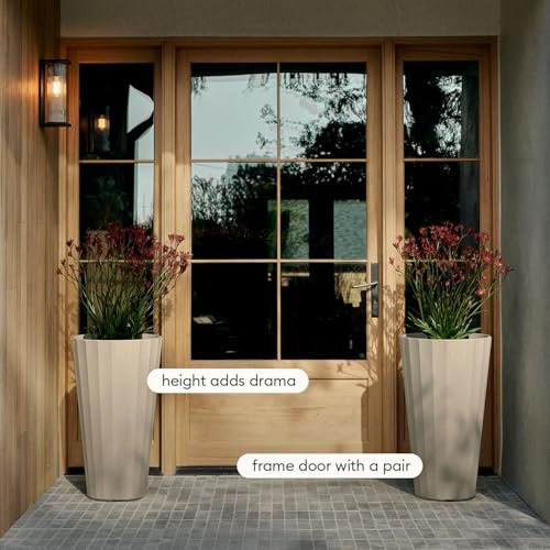 Image of Veradek Column Series Tall Planter - Tapered Outdoor Planter with Shelf