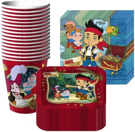 Jake & the Neverland Pirates Party Supplies Pack Including Plates, Cups and Napkins- 16 Guest