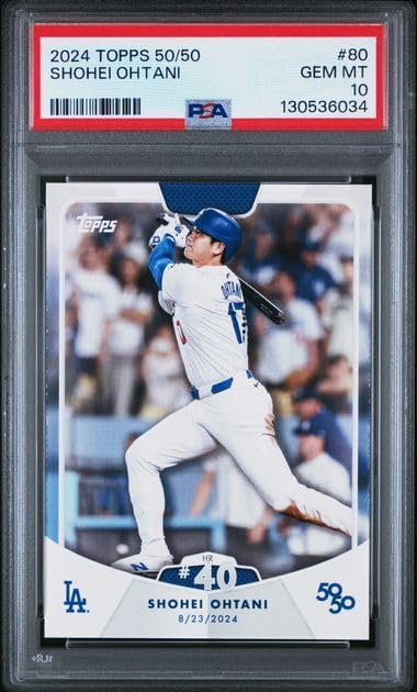 Graded Psa Gem Mint 10 Shohei Ohtani #80 Baseball Card 50/50 Home Run And Stolen Bases Club Dodgers 4 time Mvp Superstar. Celebrate Home Run #40 During His Record Setting Season