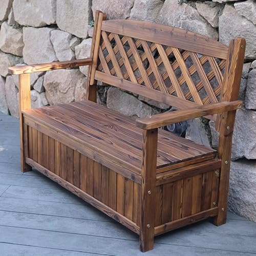 KXJPIZIYB Banco Jardín para Exteriores, Asiento para Patio, Banco de Almacenamiento con Respaldo y Reposabrazos, para Césped, Jardín, Patio, Parque, Banco para Exterior