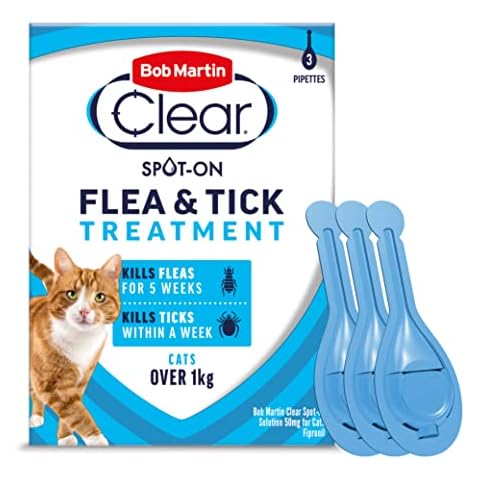Bob Martin Clear | Spot On Flea Treatment for Cats & Ferrets | Kills Fleas & Ticks | Fast Control, 15 Week Protection | (3 Pipettes) Cover
