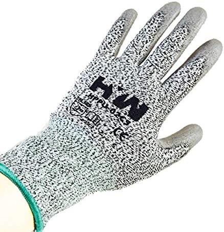 Cut Resistant Glove stark Polyurethane Palm Coated 13 Gauge HPPE Gray New (3 pairs, Large)