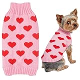 Hundepullover Herz Warme Hundepullover Kleine Hunde Valentinstag Hund Pullover Rosa Gestricktes Hundepulli Katzenpullover Weicher Hundekleidung S