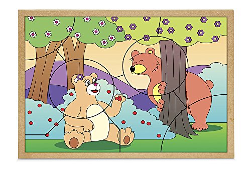 Carlu Brinquedos - Casal Ursos Quebra-Cabeça da 9 Peças, 4+ Anos, Multicor, 1283