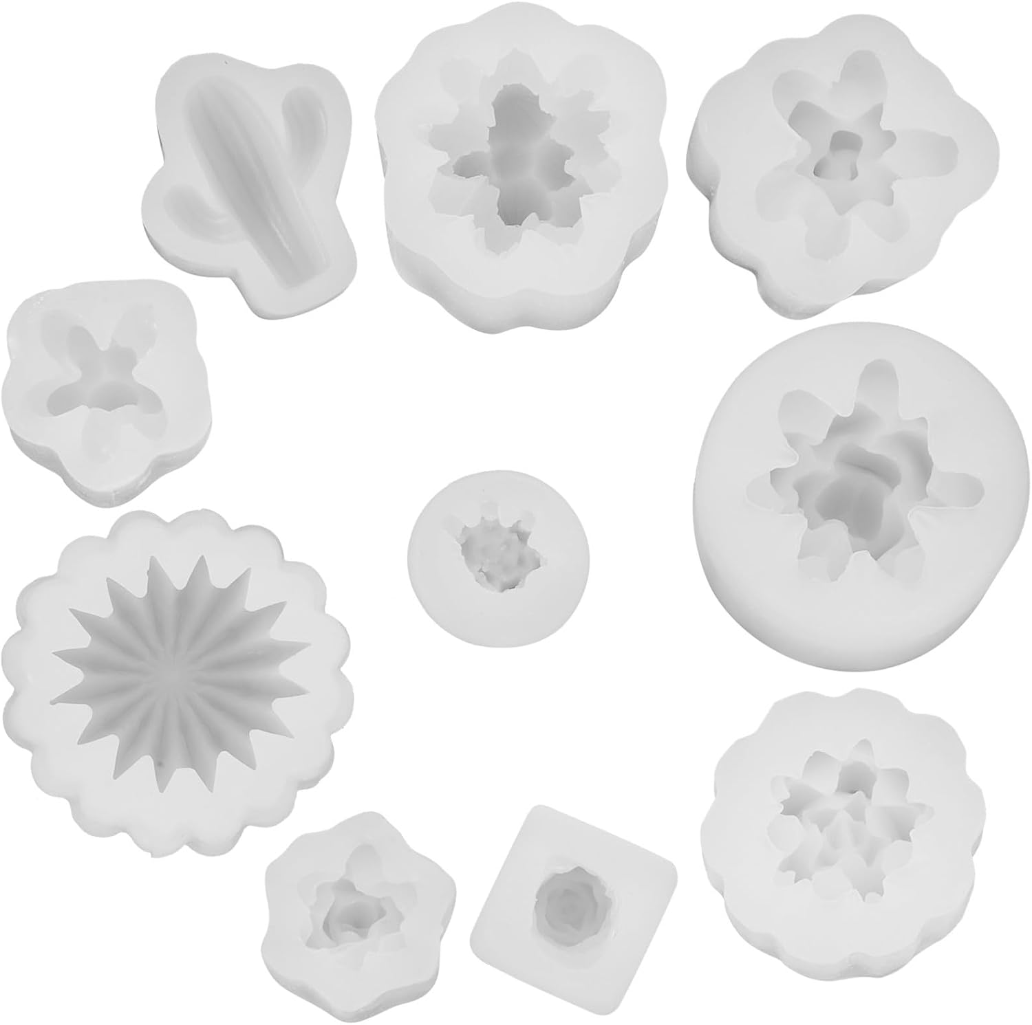 GALPADA 10pcs Silicone Candle Molds with Succulent Plant Patterns for DIY Wax and Soap Making, Flexible Non-Stick Craft Molds for Handmade Aromatherapy Candles and Resin Crafts
