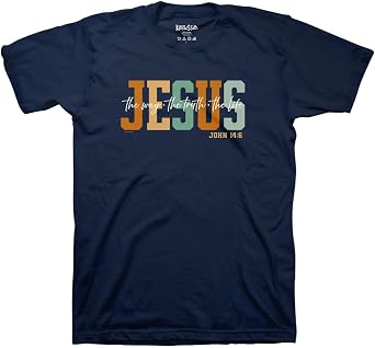 Kerusso Unisex Christian Crewneck Short Sleeve Graphic T-Shirt Cotton Jesus Way Truth Life
