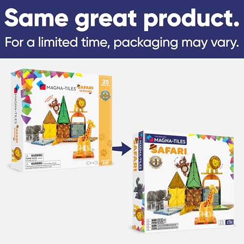 Magna-Tiles Safari Animals, The Original Magnetic Building Tiles For Creative Open-Ended Play, Educational Toys For Children Ages 3 Years + (25 Pieces) (20925)