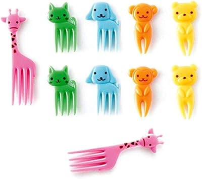 Bento Kawaii Animal Food Fruit Picks Forks Lunch Box Accessory Decor Tool, 10pcs Giraffe