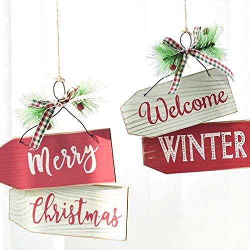 ABOOFAN Welcome Winter Decorations Wood Plaque Sign Christmas Hanging Sign Rustic Wooden Holiday Decor for Christmas Home Window Wall Farmhouse Indoor Outdoor Decorations