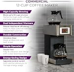 12-Cup Commercial Coffee Maker Stainless Steel - Double Coffee Machine for Office, Restaurant, Industrial Use - High Capacity Office Coffee Maker - TQS Cafe