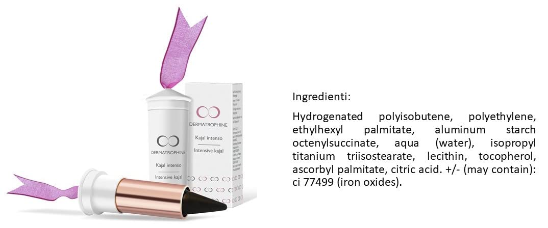 Dermatrophine Pro - Kajal Intenso | Contorno Occhi Nero | Matita Nera Effetto Texture Morbida E Resistente | Per Delineare Con Linee Precise