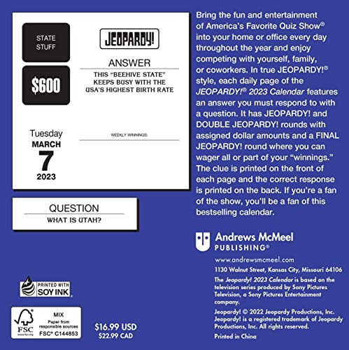 Jeopardy! 2023 Day-To-Day Calendar #TOP1